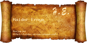 Haider Ernye névjegykártya